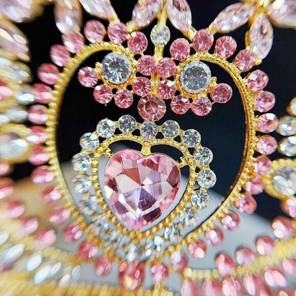Crystal heart tiara, Gold tiara, Pink stone Tiara, Bridal tiara, Birthday crown main image 7